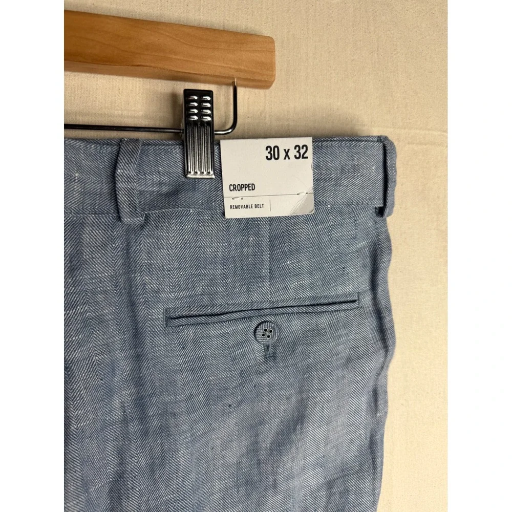 New Express Men's Cropped Removable Belt High Rise Paper bag Pants‎ Size 30 x 32